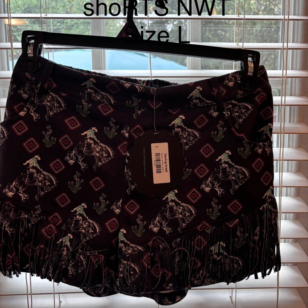 Crazy train western fringe shorts